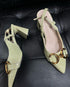 Patent Leather Pointed Toe Block Heel